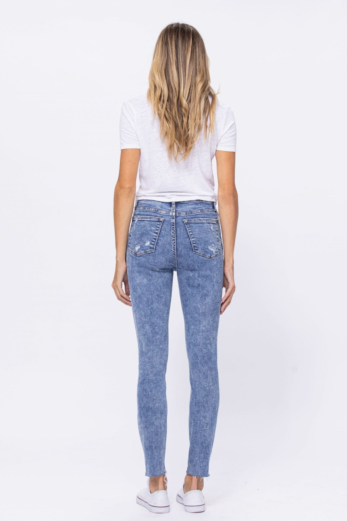 Judy Blue High Rise Acid Wash Destroyed Skinny Jeans 88266