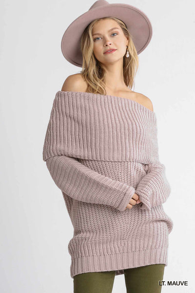 Ribbed Fold Over Sweater