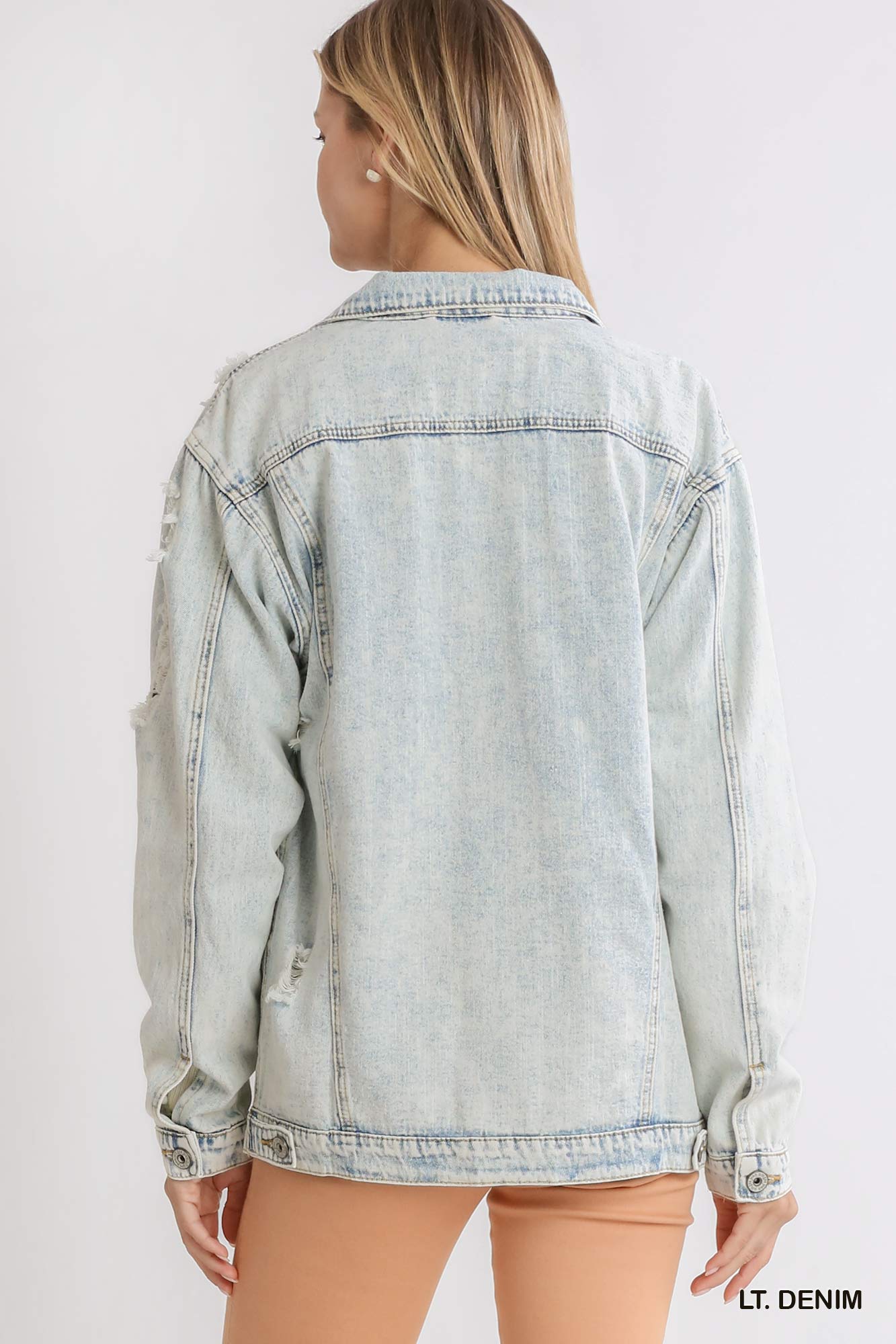 Acid Wash Distressed Denim Jacket