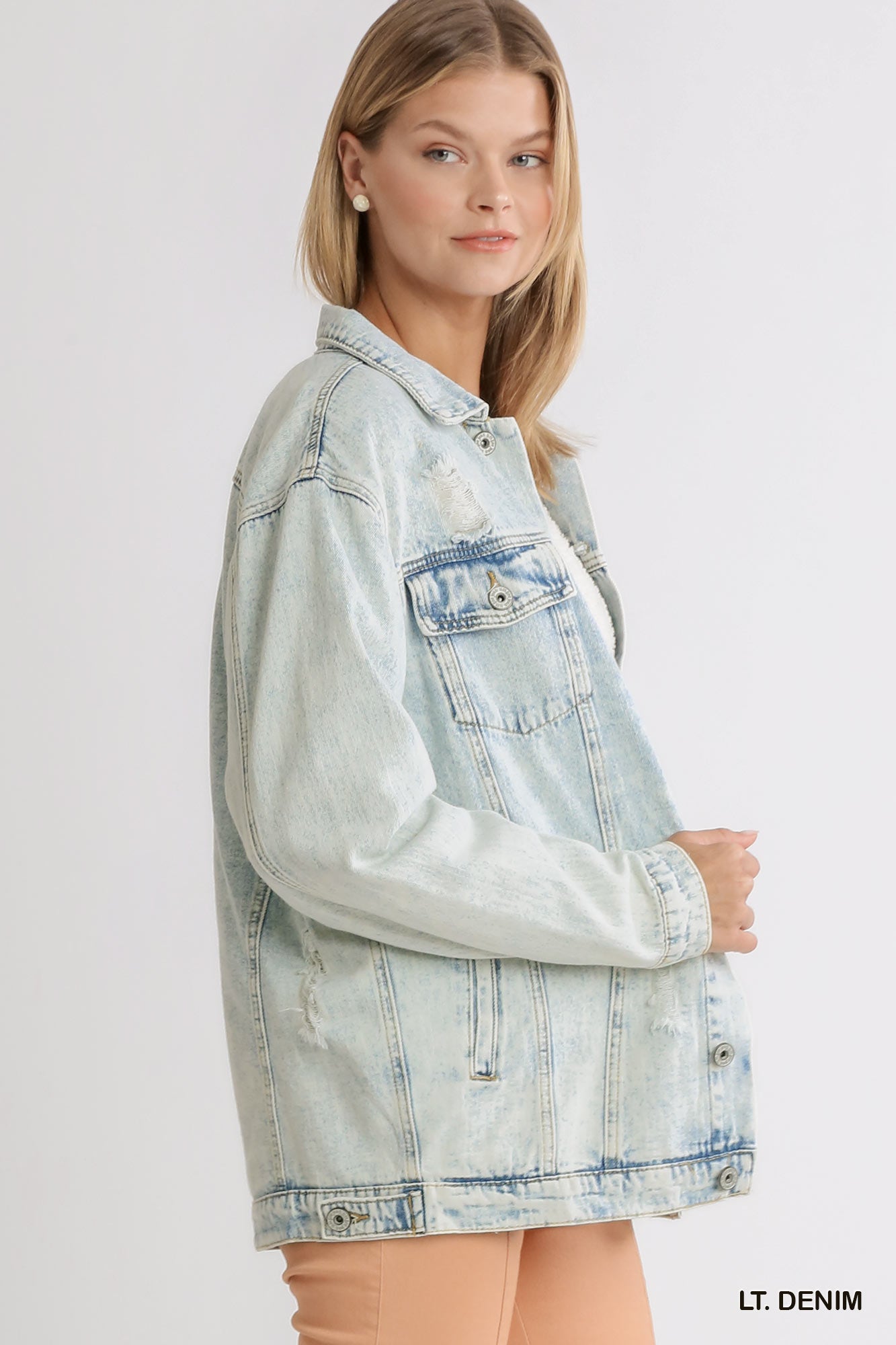 Acid Wash Distressed Denim Jacket