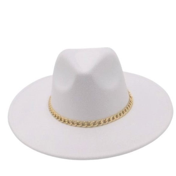 Felt Hat with Gold Chain Hat Band