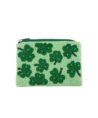 Lucky Clover Seed Bead Pouch