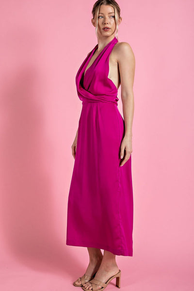 Satin Open Back Maxi Dress