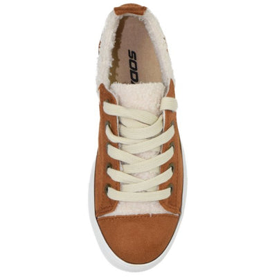 Faux Fur Lace Up Flatform Sneakers