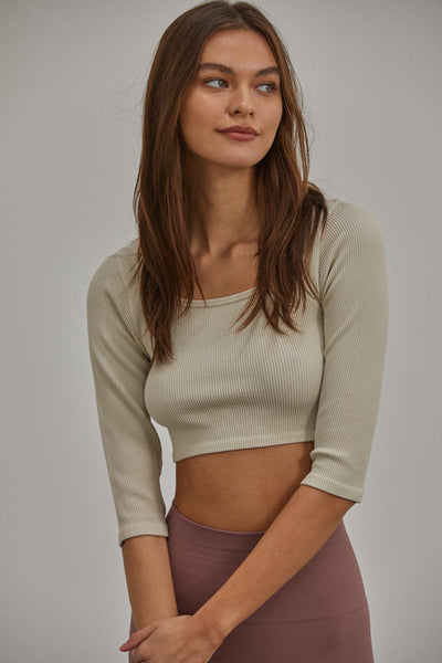 Seamless Short Sleeve Square Neck Top