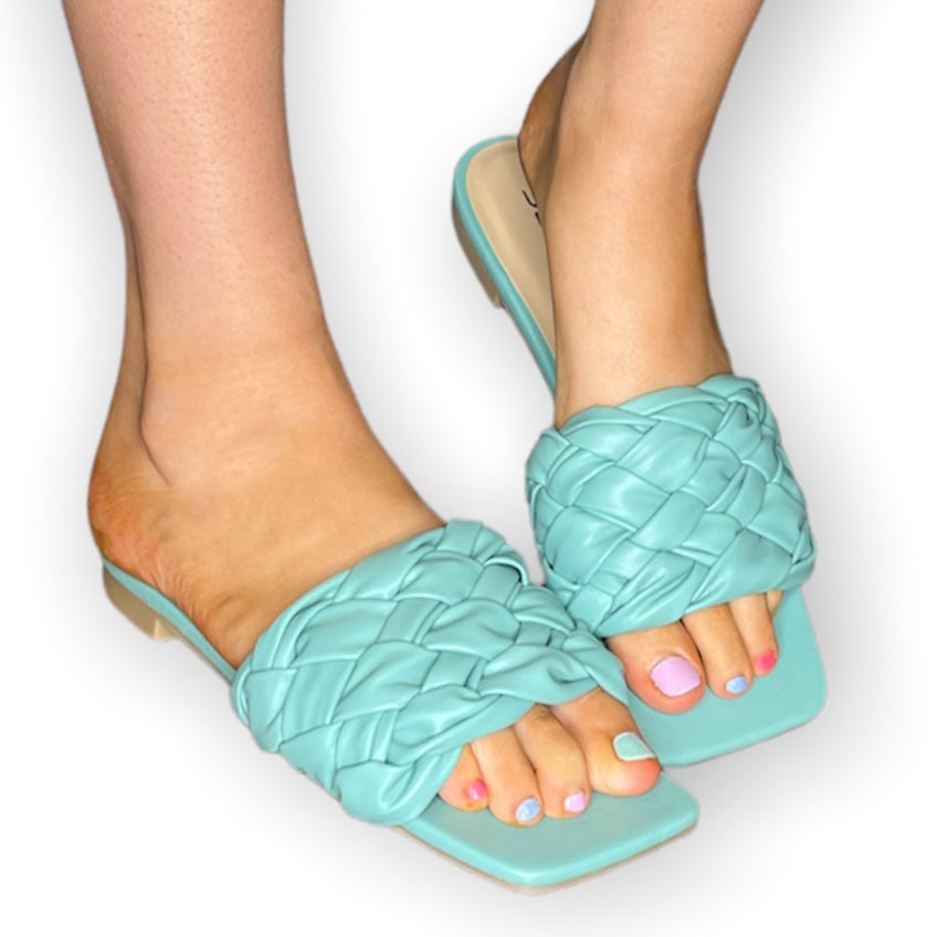 Square Toe Braided Slide Sandal