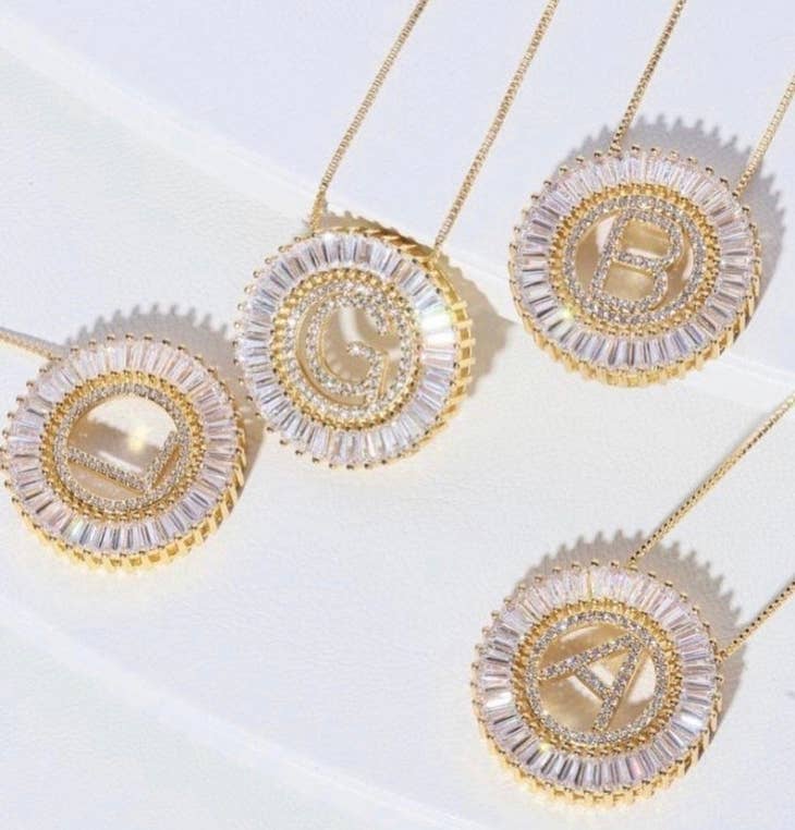 Initial Pendant Sunburst Necklace