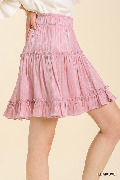 Shimmer Crinkle Elastic Waistband Skirt