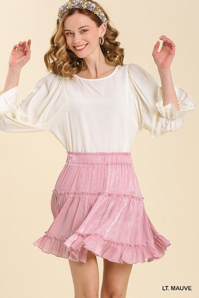 Shimmer Crinkle Elastic Waistband Skirt
