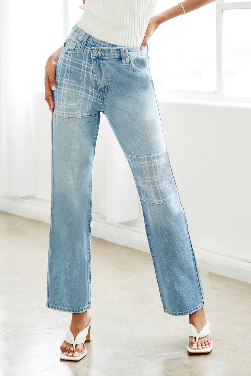 Crossover Waist Boyfriend Jeans