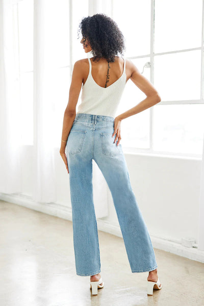 Crossover Waist Boyfriend Jeans