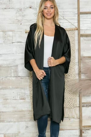 Short Sleeve Satin Duster