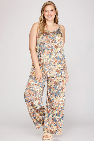 Satin Floral Cami Pajama Set
