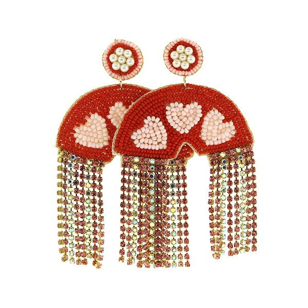Valentines Rainbow Rhinestone Drop Earrings
