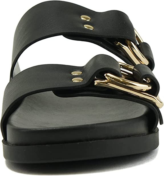 Double Strap Hardware Slide Sandal