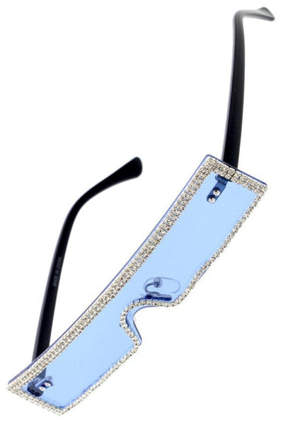 Flat Rectangular Rhinestone Frame Sunglasses