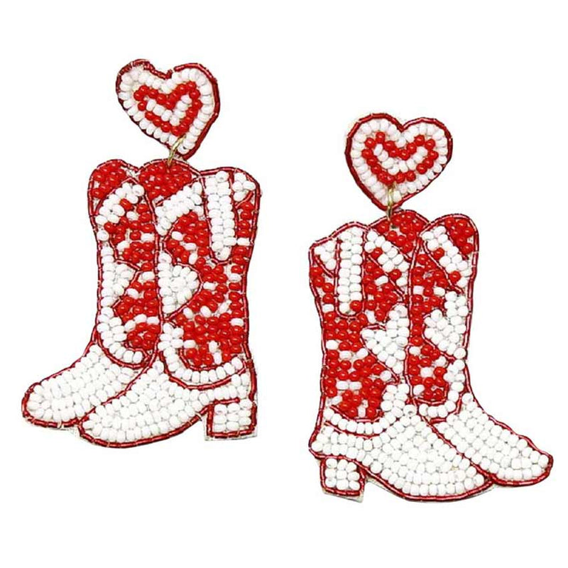 Valentine Boot Beaded Earring