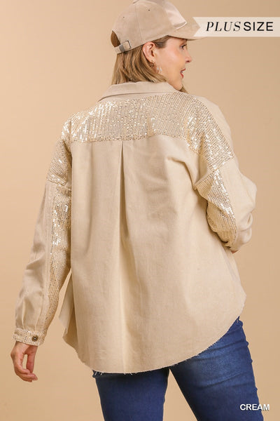 Corduroy Jacket with Sequin Back Detail