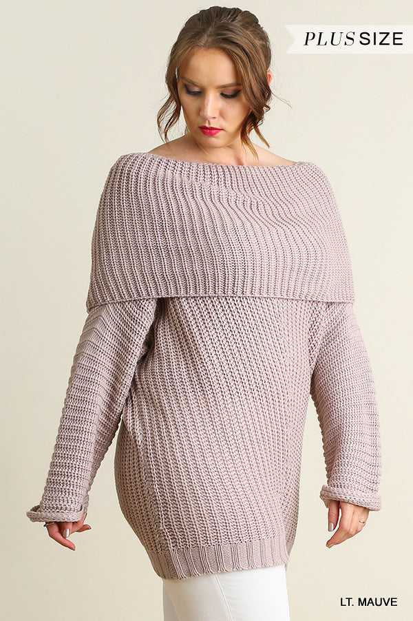 Ribbed Fold Over Sweater