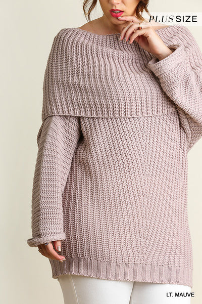 Ribbed Fold Over Sweater