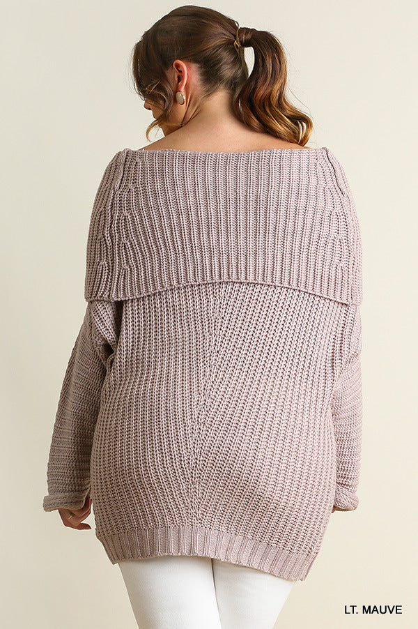 Ribbed Fold Over Sweater