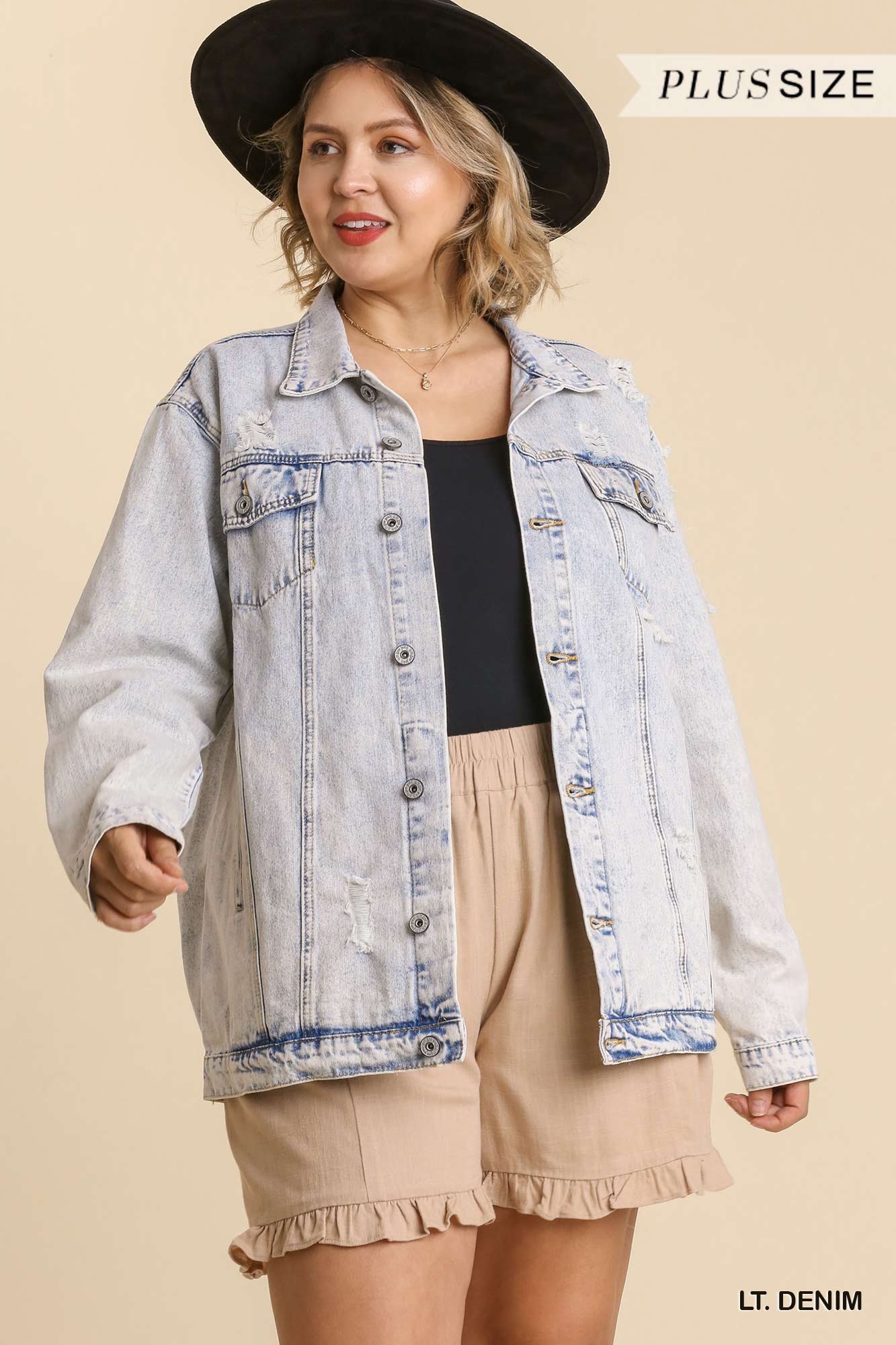 Acid Wash Distressed Denim Jacket