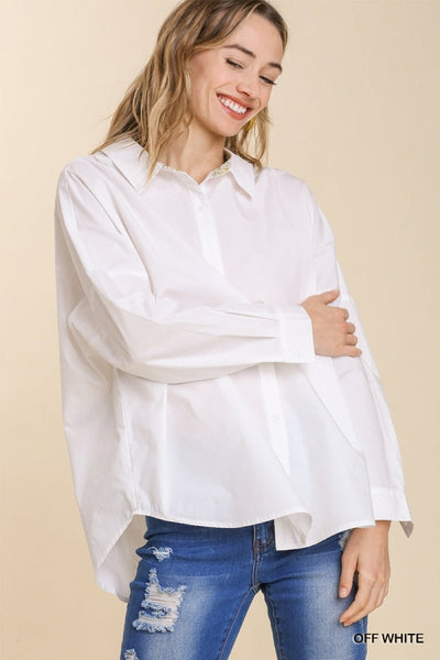 Umgee Oversized Collared Button Front Top