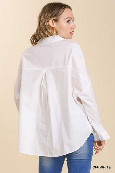 Umgee Oversized Collared Button Front Top