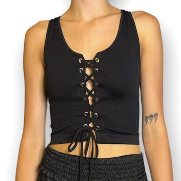 Lace Front Cropped Tank
