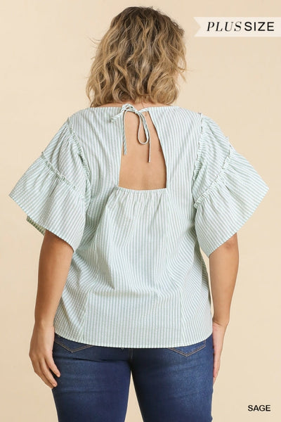 Striped Ruffle Sleeve Top